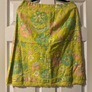 100% Linen Petite 6 Sigrid Olsen Floral Fringe Midi Skirt